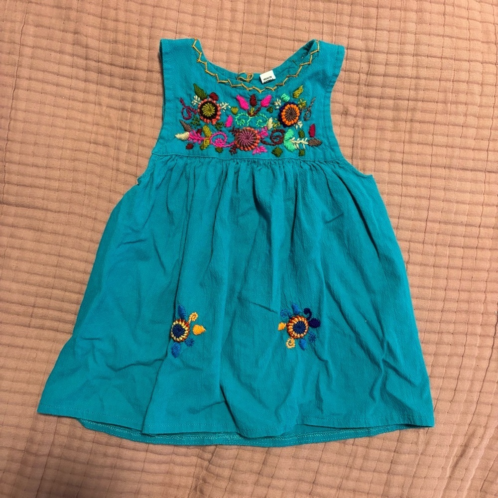 Turquoise Dress with Orange Stitching